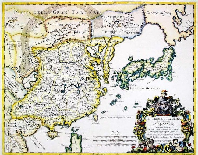 італійська карта Китаю 1682 Джакомо Кантеллі і Джованні Джакомо ді .....